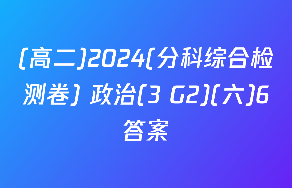 (高二)2024(分科综合检测卷) 政治(3 G2)(六)6答案